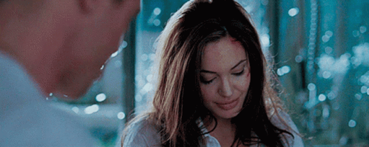 Angelina Jolie Shy Smile GIF