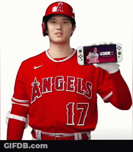 Angels Baseball Player Holding Video Game Controller GIF