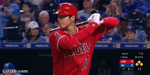 Angels Baseball Player Swinging At Ball GIF