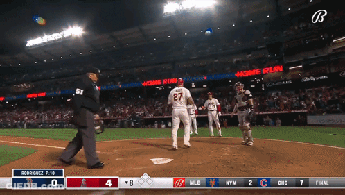 Angels Vs Cubs Baseball Game On Screen GIF