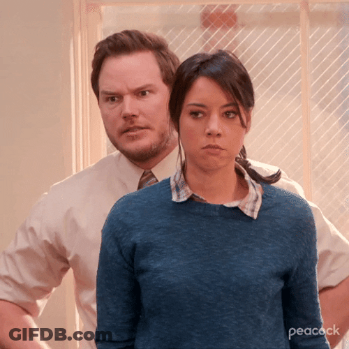 Angry Andy Dwyer Standing Behind April Ludgate GIF