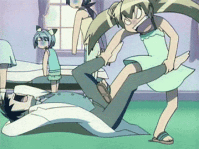 Angry Anime Girl Kick In The Nuts GIF