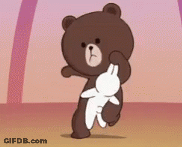 Angry Bear Kick Rabbit Stuffed Toy GIF