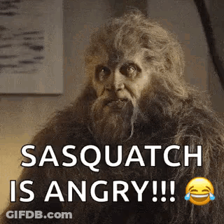 Angry Bearded Sasquatch Laughing GIF