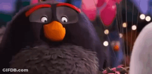 Angry Bird Holding Pink Balloon GIF