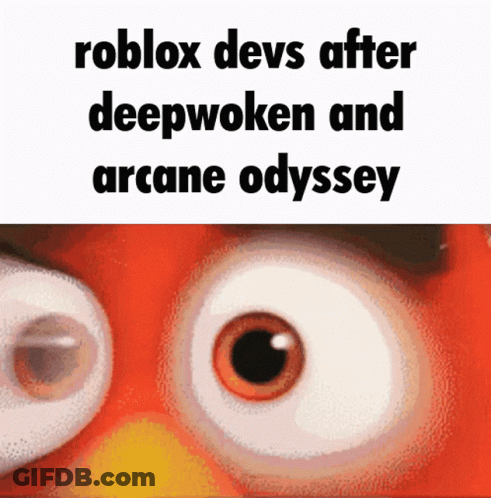 Angry Bird Looking At Roblox Devs After Deepwoken Arcane Odyssey GIF