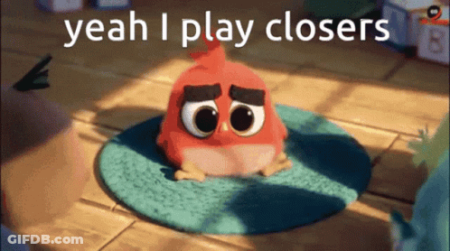 Angry Bird Sitting On Rug Saying Yeah I Play Closers GIF