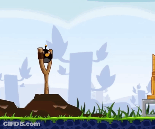 Angry Bird Sitting On Tree Stump GIF