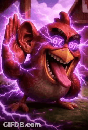 Angry Bird Wearing Sunglasses With Number 67 GIF