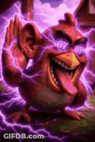 Angry Bird Wearing Sunglasses With Numbers 67 GIF