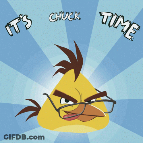 Angry Bird With Glasses And It's Chuck Time GIF