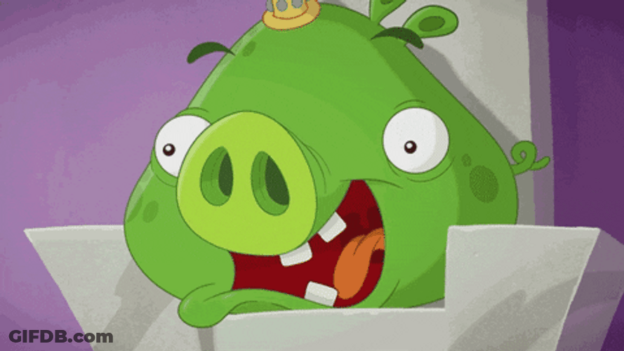 Angry Birds Messy Green Pig Licking GIF