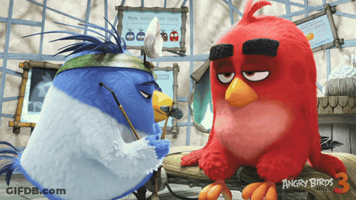 Angry Birds Movie Poster Two Birds Talking GIF