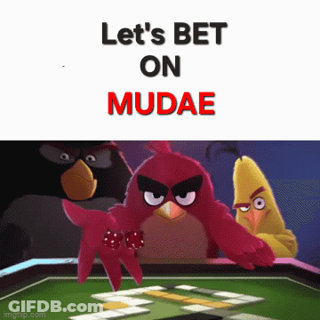Angry Birds Playing A Game With The Words Let 'S Bet On Mudae Below Them GIF