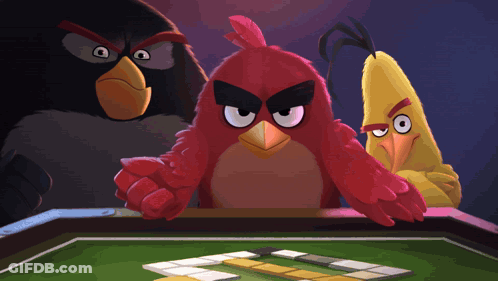 Angry Birds Playing Dominoes GIF