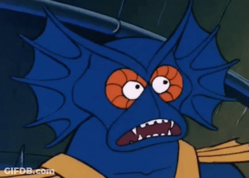 Angry Blue Cartoon Orange Eyes Teeth GIF