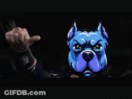 Angry Blue Dog Cartoon GIF