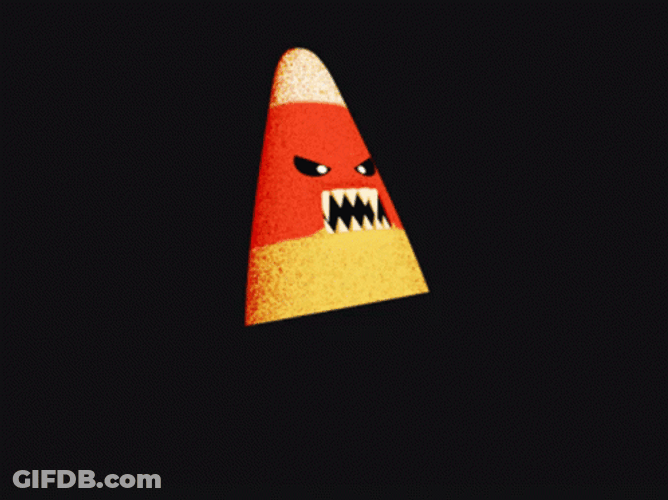 Angry Candy Corn Hopping GIF