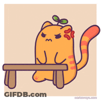 Angry Cartoon Cat Sitting On Bench GIF