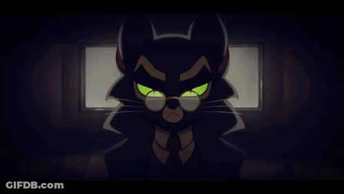 Angry Cartoon Cat With Glasses And Tie GIF