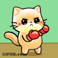 Angry Cartoon Cat With Red Boxing Gloves GIF