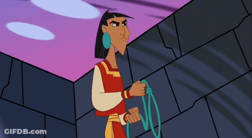 Angry Cartoon Character Holding Blue Rope GIF