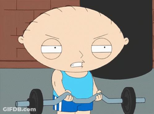 Angry Cartoon Character Lifting Barbell GIF