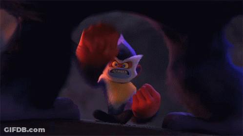 Angry Cartoon Character Standing Next To Monster GIF