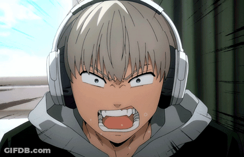 Angry Cartoon Character Wearing Headphones GIF