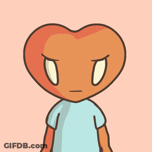 Angry Cartoon Character With Heart Head GIF