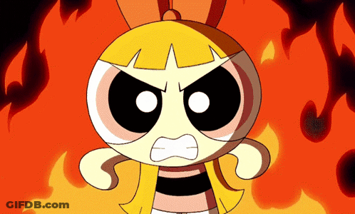 Angry Cartoon Girl Surrounded By Fire GIF