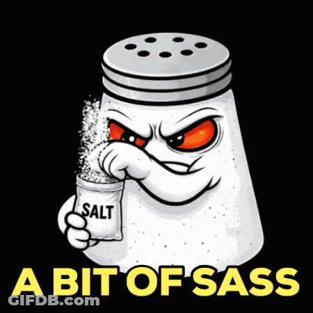 Angry Cartoon Salt Shaker Holding Bag Of Salt GIF