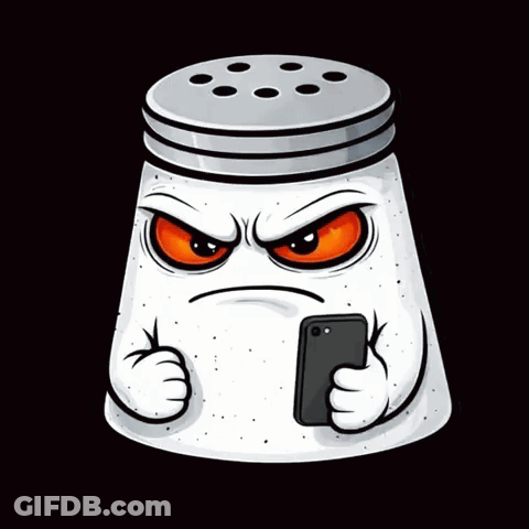 Angry Cartoon Salt Shaker With Fist GIF