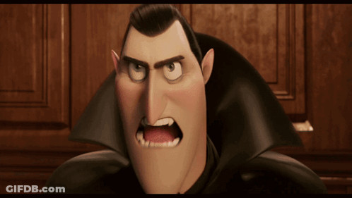 Angry Cartoon Vampire Close Up GIF