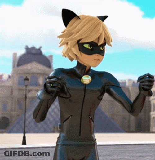 Angry Chat Noir Walking Away GIF