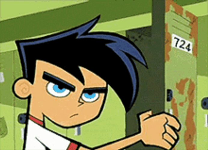 Angry Danny Phantom Slamming Locker Door GIF