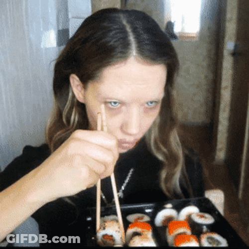 Angry Eating Sushi GIF