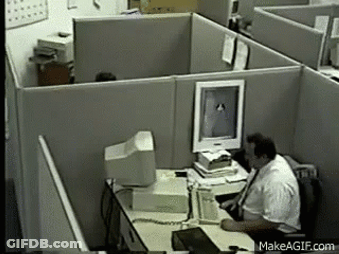 Angry Employee Throwing Computer GIF