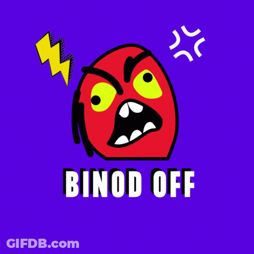 Angry Face Cartoon With Binod Off Underneath GIF