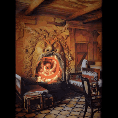 Angry Face Fireplace GIF