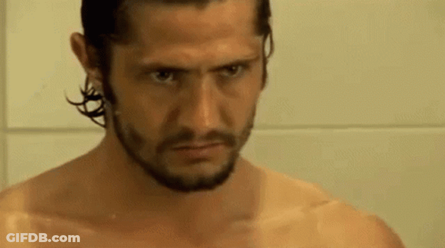 Angry Face Man In The Shower GIF