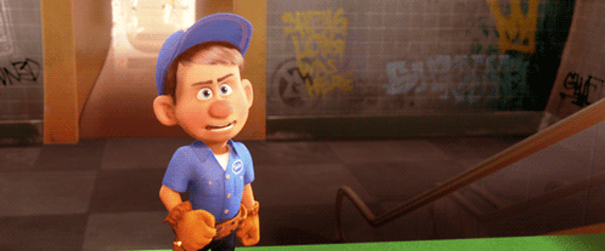 Angry Fix It Felix Pointing Down GIF