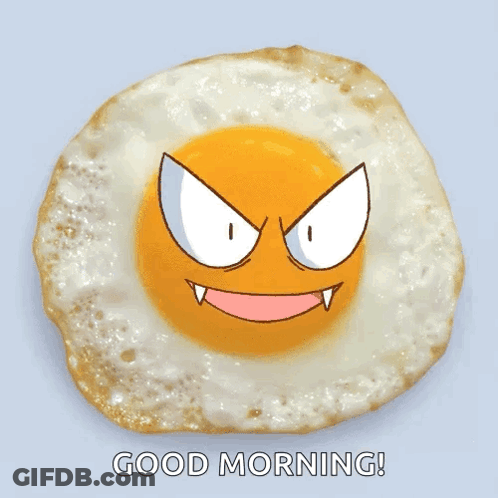 Angry Fried Egg Saying Good Morning GIF
