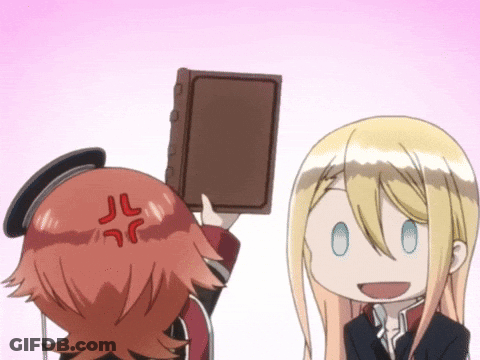 Angry Girl Holding Book Next To Another Girl GIF