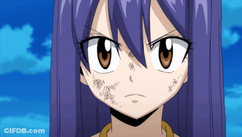 Angry Girl With Purple Hair And Brown Eyes GIF