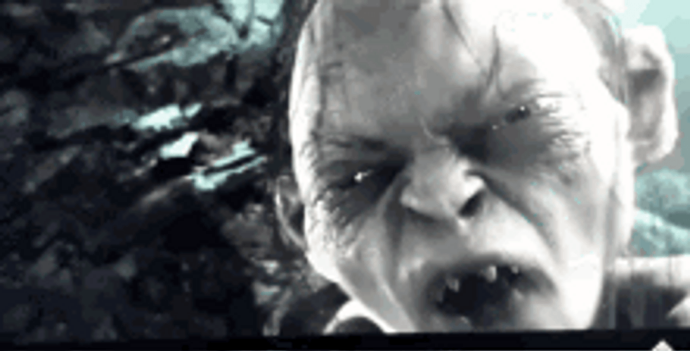 Angry Gollum Biting Lips GIF