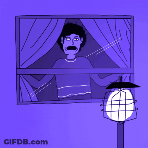 Angry Man Curtain Opening Animation GIF