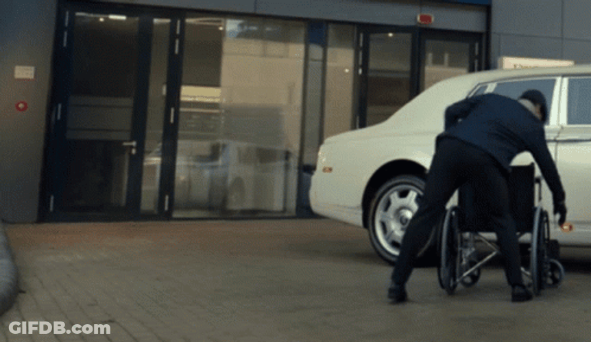 Angry Man Kicking Wheelchair GIF
