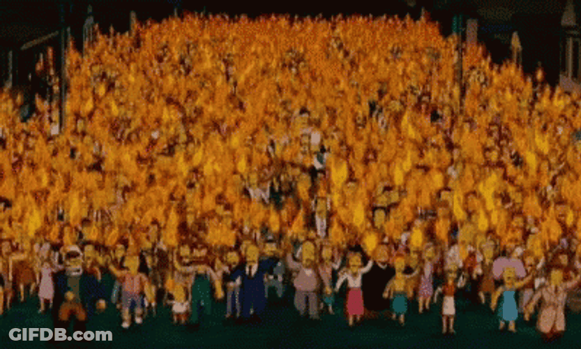 Angry Mob Yelling The Simpsons Movie GIF
