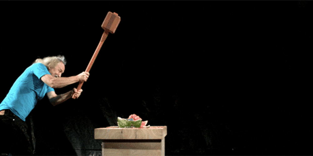 Angry Old Man Smash Watermelon GIF
